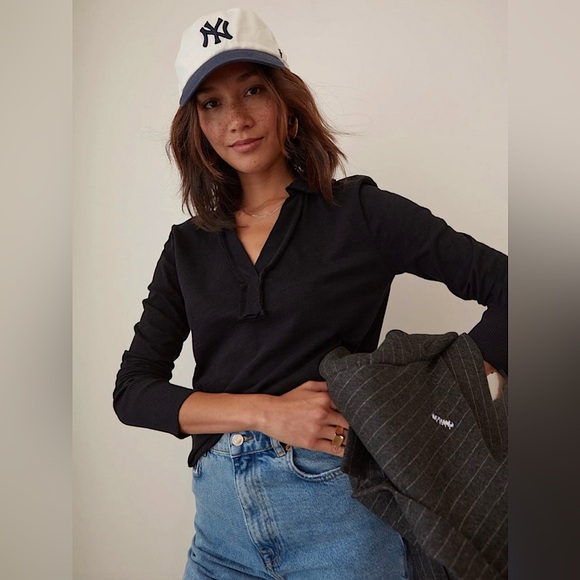 Grey State Sz M Cotton Brigette Top in Black - Picture 3 of 5